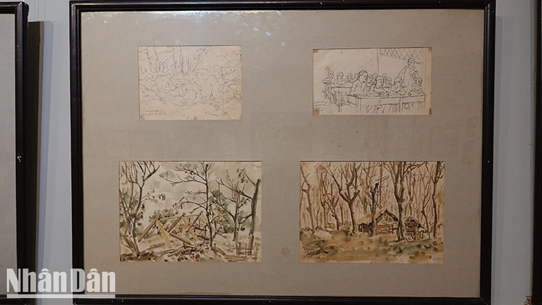 A battlefield sketch by artist Trang Phuong. (Photo: MANH HAO)