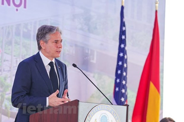 United States Secretary of State Antony Blinken speaks at the event. (Photo: VNA)