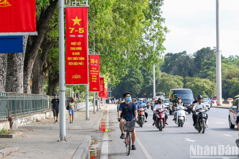 Doc Lap Street is decorated with many banners to celebrate the major holidays.