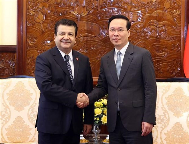 President Vo Van Thuong receives Chilean Ambassador Sergio Narea Guzman. (Photo: VNA)