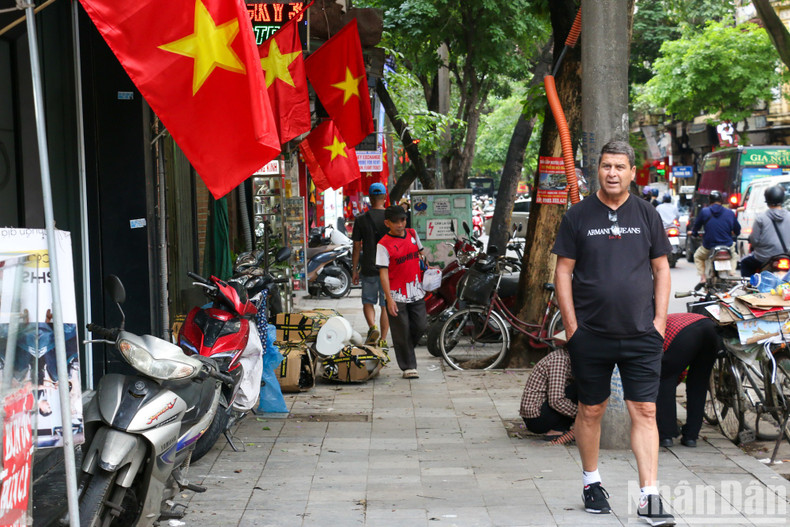 Colourful flags on Hang Bong Street.