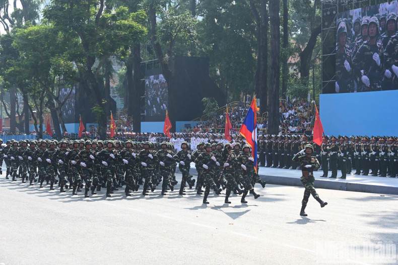 Troops from the Lao People's Army participating in the parade. Troops from the Lao People's Army participating in the parade.