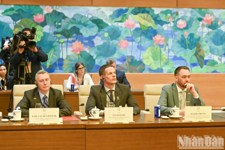 Members accompanying the Belgian King Philippe to the meeting.