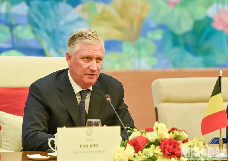 King Philippe of Belgium speaks at the meeting.