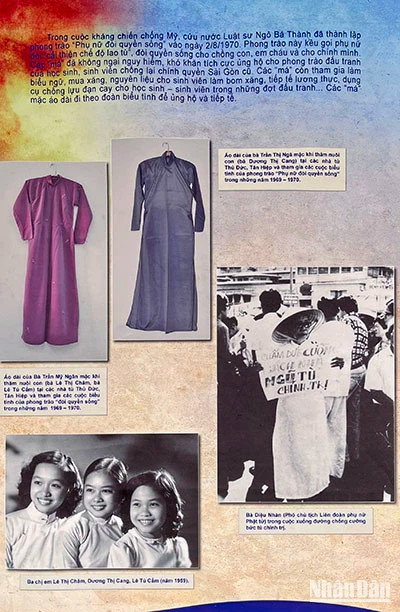 Photo 2: Images and documents about the 'Ao Dai' of Vietnamese women during wartime displayed at the exhibition.