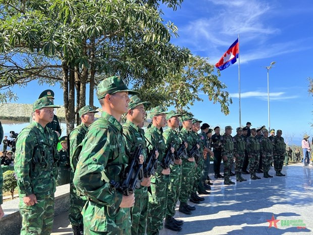 The joint patrol forces of the three countries at the final rehearsal (Photo: qdnd.vn)