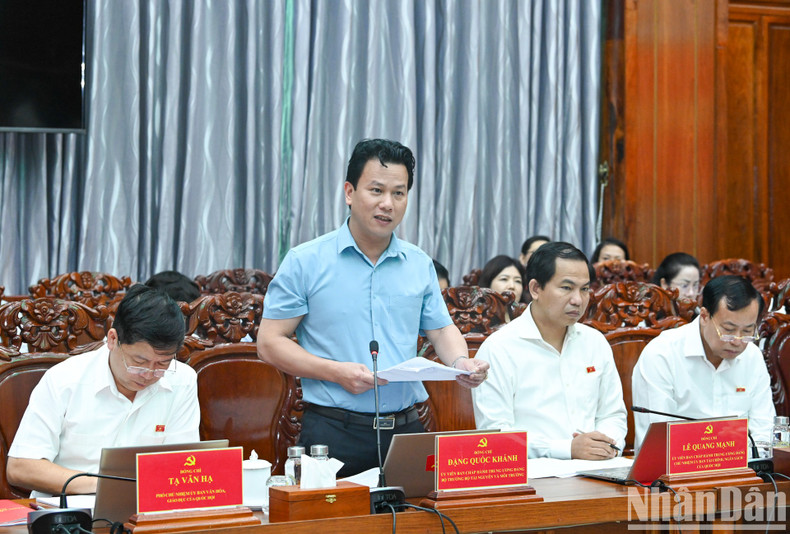 Minister of Natural Resources and Environment Dang Quoc Khanh spoke at the meeting. Minister of Natural Resources and Environment Dang Quoc Khanh spoke at the meeting.