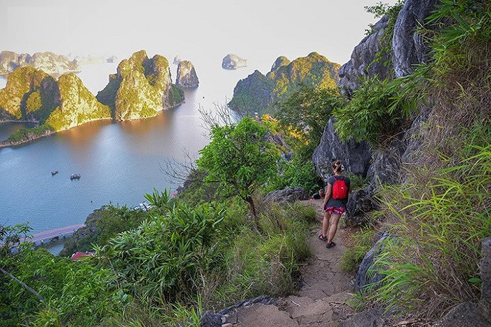A tourist trekking to Bai Tho Mountain. (Photo: VOV) A tourist trekking to Bai Tho Mountain. (Photo: VOV)