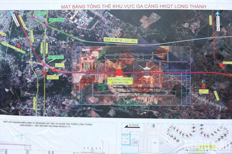 Overall diagram of the connecting traffic system, including the high-speed railway passing through Long Thanh Airport.
