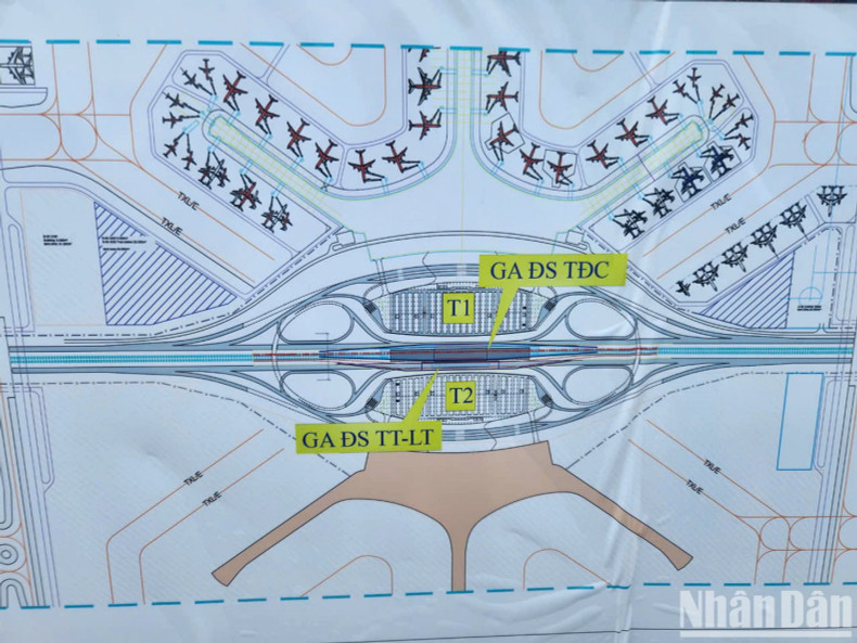 The location of the high-speed railway station is located in front of the T1 terminal of Long Thanh Airport.