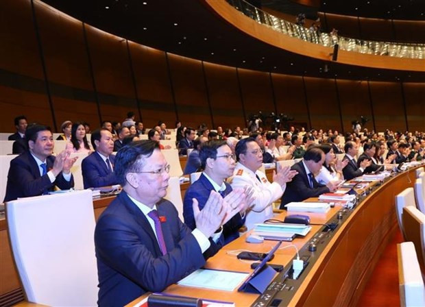 Deputies of Hanoi at the opening sitting of the 15th-tenure NA's sixth session on October 23 morning (Photo: VNA)