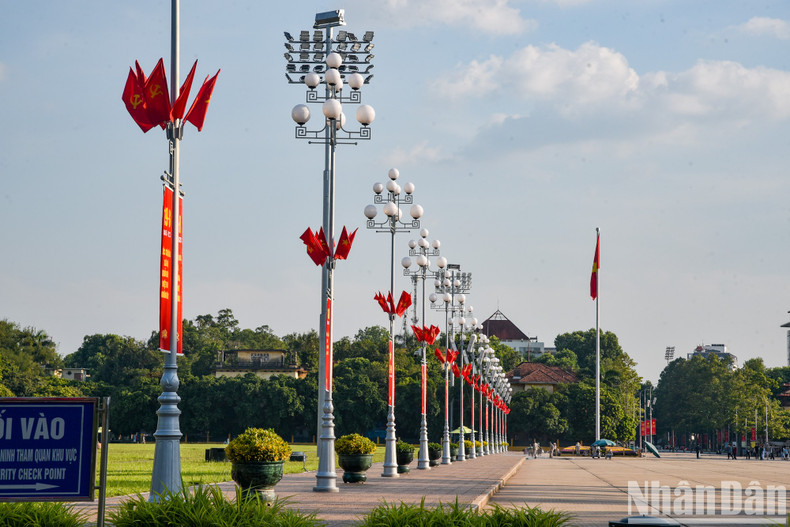 [In Pictures] Streets of Hanoi coloured in flags and flowers to celebrate Vietnam's National Day ảnh 6