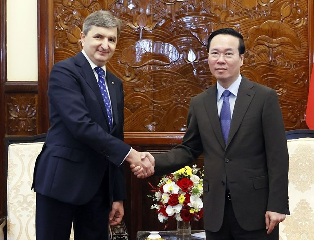 President Vo Van Thuong receives Lithuanian Ambassador Darius Gaidys in Hanoi on August 29. (Photo: VNA) President Vo Van Thuong receives Lithuanian Ambassador Darius Gaidys in Hanoi on August 29. (Photo: VNA)