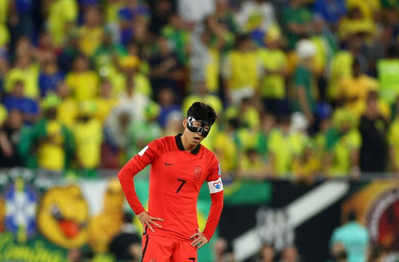 South Korea's Son Heung-min reacts. REUTERS/Carl Recine