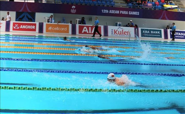 A swimming event at 12th ASEAN Para Games (Photo: VNA)