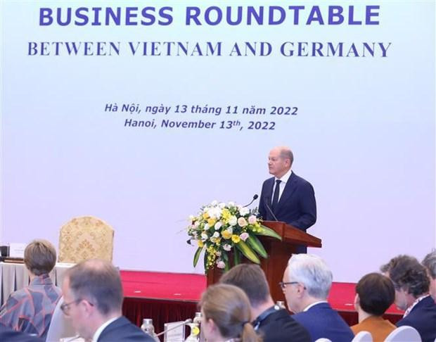 German Chancellor Olaf Scholz speaks at the business roundtable in Hanoi on November 13. (Photo: VNA) German Chancellor Olaf Scholz speaks at the business roundtable in Hanoi on November 13. (Photo: VNA)