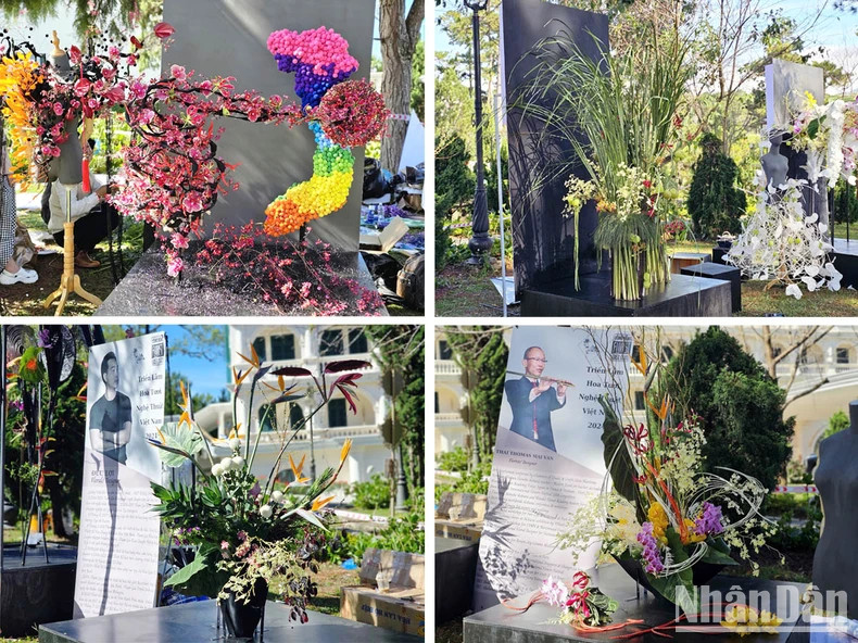 Fresh flower art works at the exhibition. Fresh flower art works at the exhibition.