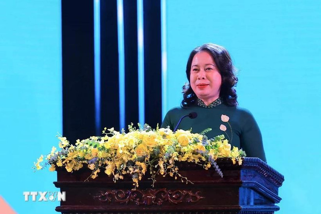 State Vice President Vo Thi Anh Xuan speaks at the event. (Photo: VNA)