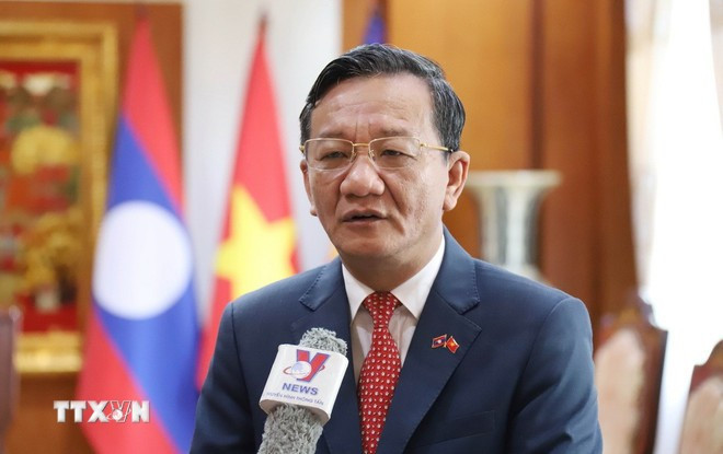 Vietnamese Ambassador to Laos Nguyen Minh Tam grants an interview to the Vietnam News Agency (Photo: VNA)