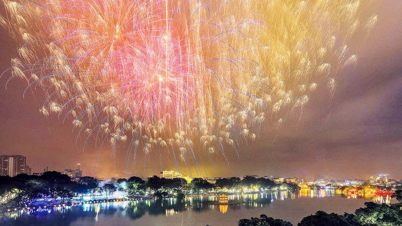 High-altitude fireworks at Hanoi