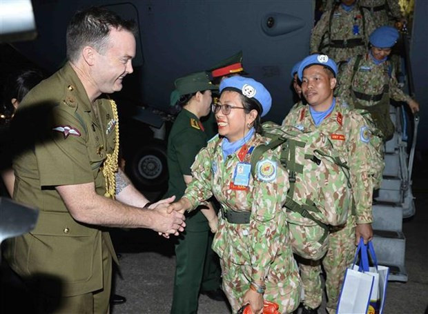 A homecoming ceremony held for Level-2 Field Hospital Rotation 4 in Hanoi on July 9. (Photo: VNA)