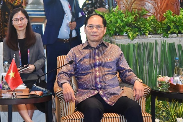 Vietnamese Foreign Minister Bui Thanh Son at the ASEAN Foreign Ministers' Retreat on July 12 (Photo: VNA)