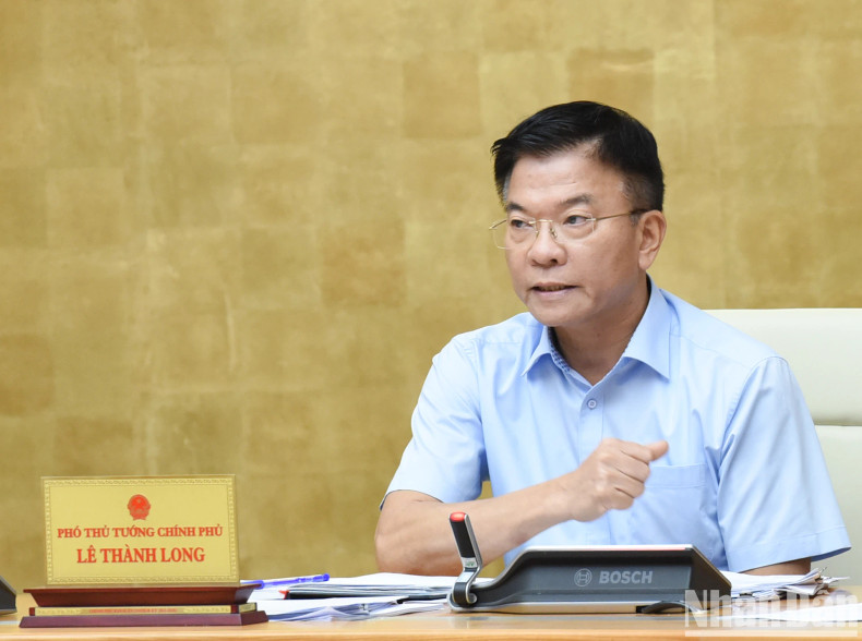 Deputy Prime Minister Le Thanh Long speaks.