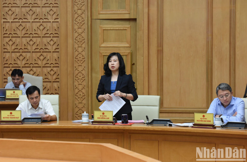 Minister of Health Dao Hong Lan speaks.