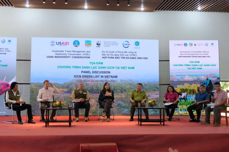Participants at a panel discussion on the IUCN Green List in Vietnam, which was held at Cat Tien National Park on January 18, 2024 (Photo: tuoitrenews.vn)