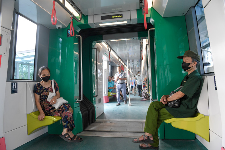 The metro line consists of 10 trains, each capable of reaching a maximum speed of 80 kph. Every train has four cars, with each car accommodating up to 236 passengers.