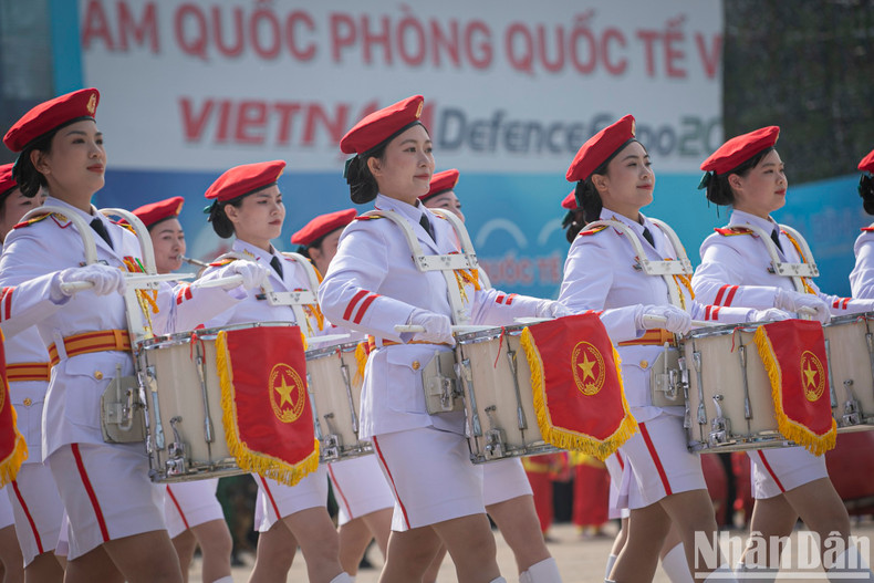 Female soldiers of military band at the opening ceremony.