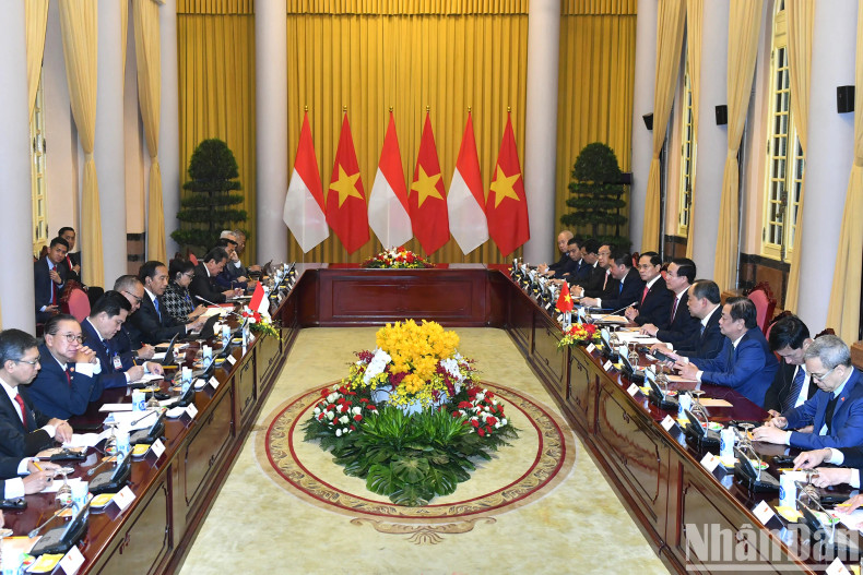 At the talks between President Vo Van Thuong and his Indonesian counterpart Joko Widodo. (Photo: NDO)