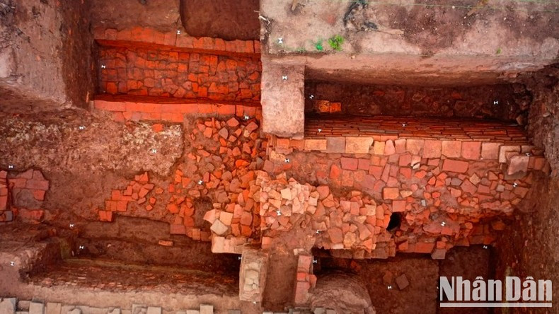 The ancient bricks unearthed during the excavation were reused from earlier structures dating from the 1st to 5th centuries