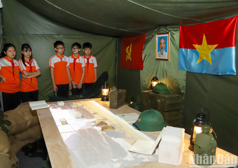 A military tent was recreated at the exhibition space