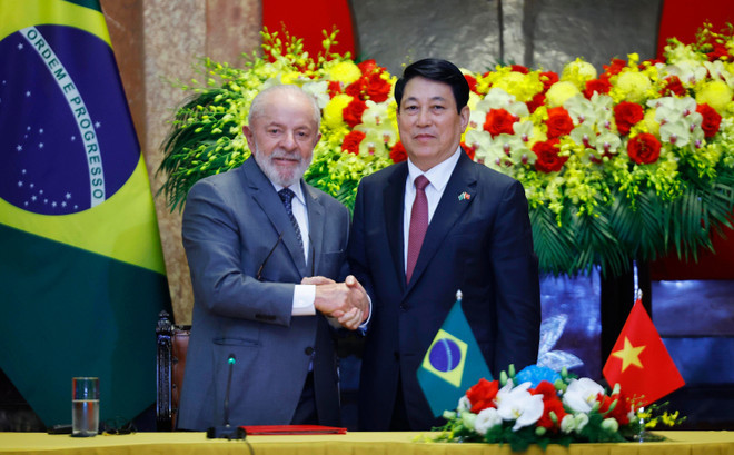 Vietnamese, Brazilian Presidents meet with the press ảnh 1 Vietnamese, Brazilian Presidents meet with the press ảnh 1