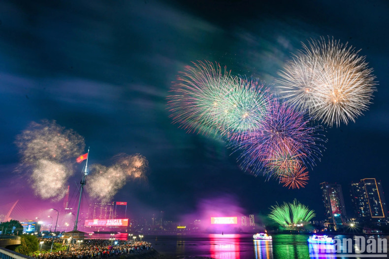 Colourful fireworks lit up the skyline of Ho Chi Minh City on the night of April 30