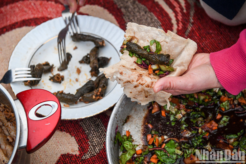 A dish in a tent in Turkey. A dish in a tent in Turkey.