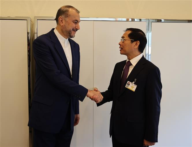 Foreign Minister Bui Thanh Son meets with his Iranian counterpart Hossein Amir Abdollahian. (Photo: VNA) Foreign Minister Bui Thanh Son meets with his Iranian counterpart Hossein Amir Abdollahian. (Photo: VNA)