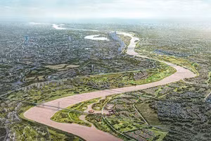 Work starts on Ha Noi’s Red River Landscape Boulevard Axis project on December 19, 2025. (Photo: VNA)