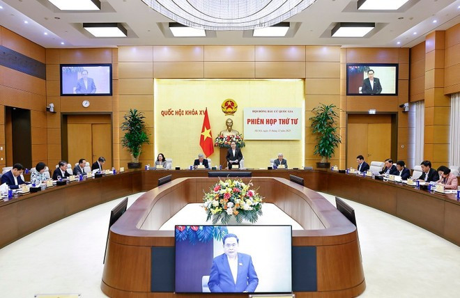 National Assembly Chairman Tran Thanh Man chairs the fourth meeting of the National Election Council on December 15, 2025. (Photo: VNA)