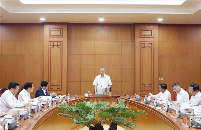 Party General Secretary To Lam chairs the working session with standing members of subcommittees for the 14th Party Congress on September 25, 2025 (Photo: VNA) Party General Secretary To Lam chairs the working session with standing members of subcommittees for the 14th Party Congress on September 25, 2025 (Photo: VNA)