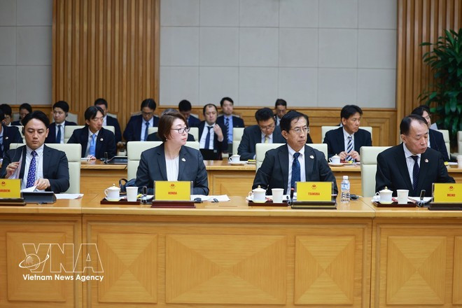 Representatives of Japanese enterprises attend the dialogue. (Photo: VNA)