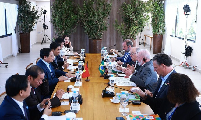 A view of the talks between PM Pham Minh Chinh and Brazilian President Luiz Inacio Lula da Silva. (Photo: VNA) A view of the talks between PM Pham Minh Chinh and Brazilian President Luiz Inacio Lula da Silva. (Photo: VNA)