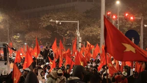Thousands of people flock to the streets across Ha Noi to celebrate the win of Viet Nam's U23 team at the AFC U23 Asian Cup 2026 on early January 24. (Photo: VNA)