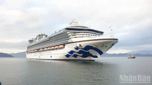 The international cruise ship Diamond Princess arrives at Cam Ranh International Port. (Photo: Khanh Hoa Department of Culture, Sports and Tourism)