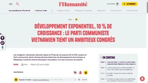L’Humanité underscored the targets set by the 14th National Party Congress, including an average GDP growth rate of 10% per year or higher.