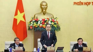 National Assembly Chairman Tran Thanh Man speaks at the session (Photo: VNA)