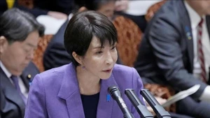 Japanese Prime Minister Sanae Takaichi addresses a session of the House of Representatives Budget Committee in Tokyo on December 16, 2025. (Photo: Kyodo/VNA)