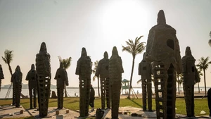 The installation exhibition Bach Dang by artist Le Huu Hieu in Ha Long.