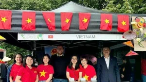 Vietnamese booth is well decorated (Photo: VNA)